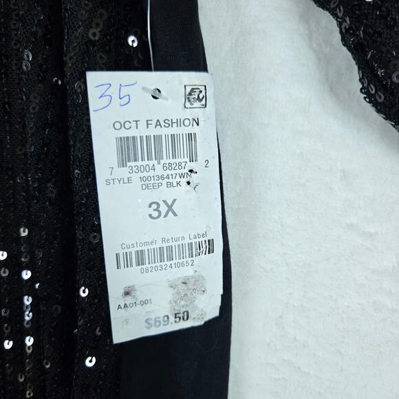 JM Collection Sequin Cold Shoulder Womens Top 3XL 0666 - Picture 3 of 9